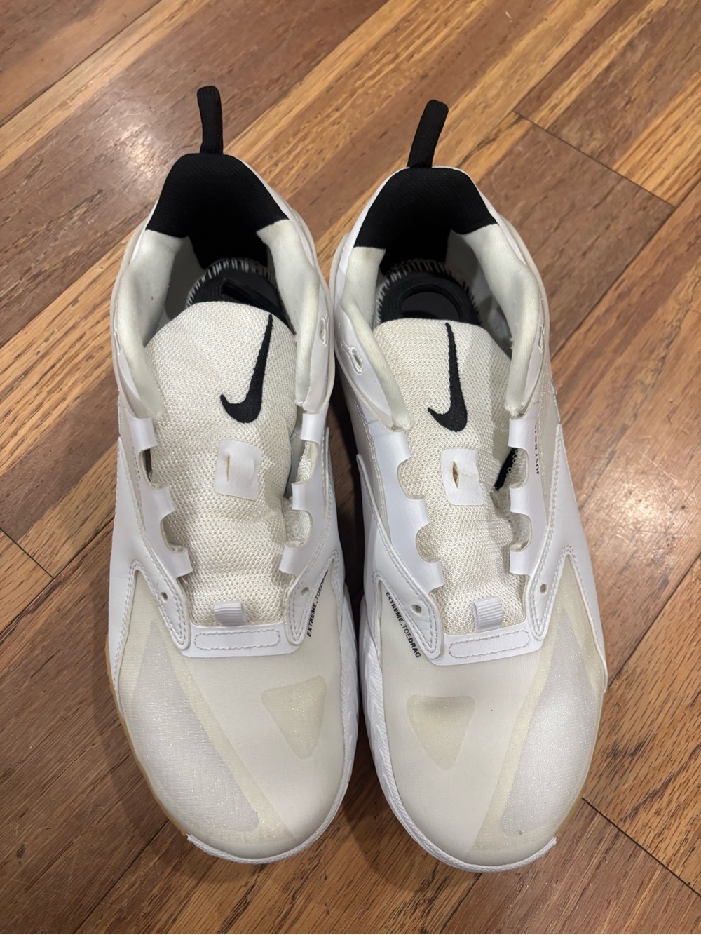 Nike White Sneakers with Black Pull Tab